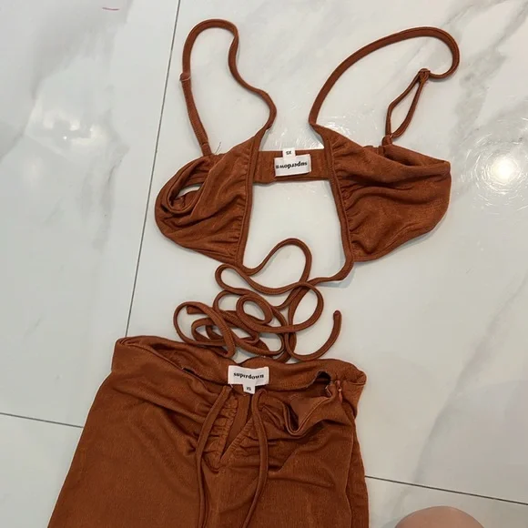 superdown Irene Strappy Pants & Bralette Set in Rust Jumpsuit Revolve XS - Picture 4 of 4